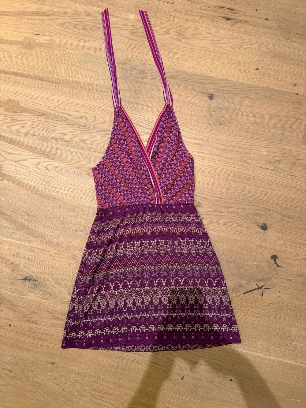 Athleta Purple Patterned Sleeveless V-Neck Women's Dress